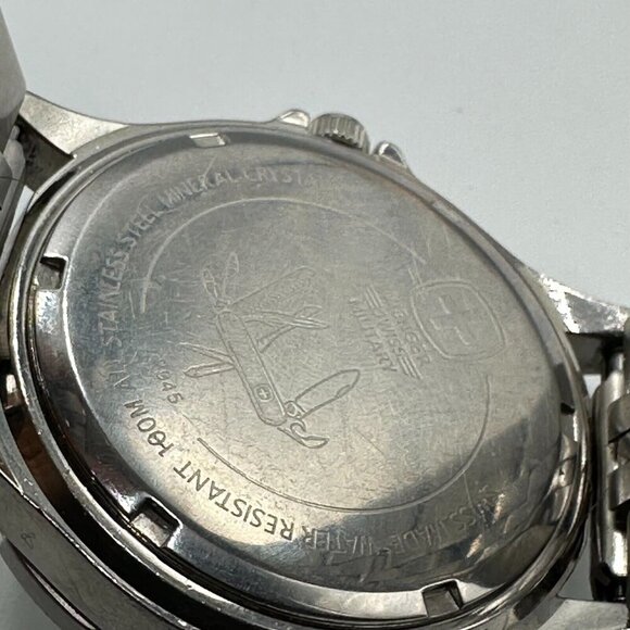 Wenger Swiss Military Watch Men Silver Tone White Dial Date Window New Battery - Picture 8 of 14